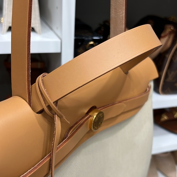 Hermes Vache Hunter Toile Herbag 31 PM Trench Gold - Picture 7 of 13